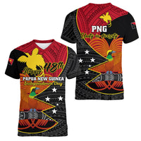 Papua New Guinea Independence Day Women V Neck T Shirt Happy PNG 48th Anniversary - Wonder Print Shop
