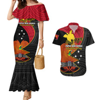 Personalised Papua New Guinea Independence Day Couples Matching Mermaid Dress and Hawaiian Shirt Happy PNG 48th Anniversary - Wonder Print Shop