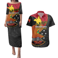 Personalised Papua New Guinea Independence Day Couples Matching Puletasi Dress and Hawaiian Shirt Happy PNG 48th Anniversary - Wonder Print Shop