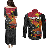 Personalised Papua New Guinea Independence Day Couples Matching Puletasi Dress and Long Sleeve Button Shirts Happy PNG 48th Anniversary - Wonder Print Shop
