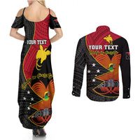 Personalised Papua New Guinea Independence Day Couples Matching Summer Maxi Dress and Long Sleeve Button Shirts Happy PNG 48th Anniversary - Wonder Print Shop