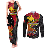 Personalised Papua New Guinea Independence Day Couples Matching Tank Maxi Dress and Long Sleeve Button Shirts Happy PNG 48th Anniversary - Wonder Print Shop