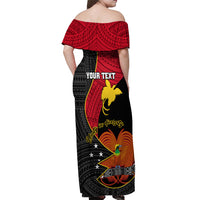 Personalised Papua New Guinea Independence Day Off Shoulder Maxi Dress Happy PNG 48th Anniversary - Wonder Print Shop