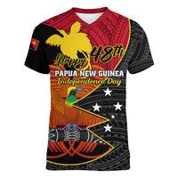 Personalised Papua New Guinea Independence Day Women V Neck T Shirt Happy PNG 48th Anniversary - Wonder Print Shop
