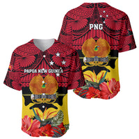 Papua New Guinea Baseball Jersey Bird Of Paradise Mix Polynesian Pattern - Wonder Print Shop