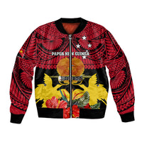 Papua New Guinea Bomber Jacket Bird Of Paradise Mix Polynesian Pattern - Wonder Print Shop
