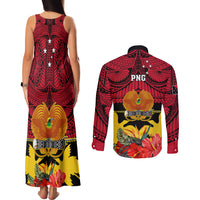 Papua New Guinea Couples Matching Tank Maxi Dress and Long Sleeve Button Shirts Bird Of Paradise Mix Polynesian Pattern - Wonder Print Shop