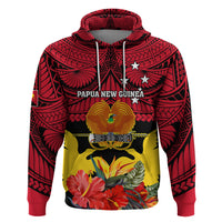 Papua New Guinea Hoodie Bird Of Paradise Mix Polynesian Pattern - Wonder Print Shop