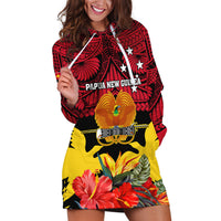 Papua New Guinea Hoodie Dress Bird Of Paradise Mix Polynesian Pattern - Wonder Print Shop