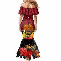 Papua New Guinea Mermaid Dress Bird Of Paradise Mix Polynesian Pattern - Wonder Print Shop