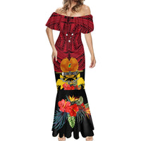 Papua New Guinea Mermaid Dress Bird Of Paradise Mix Polynesian Pattern - Wonder Print Shop