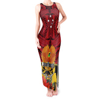 Papua New Guinea Tank Maxi Dress Bird Of Paradise Mix Polynesian Pattern - Wonder Print Shop
