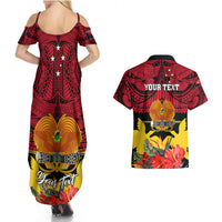 Personalised Papua New Guinea Couples Matching Summer Maxi Dress and Hawaiian Shirt Bird Of Paradise Mix Polynesian Pattern - Wonder Print Shop