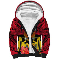 Personalised Papua New Guinea Sherpa Hoodie Bird Of Paradise Mix Polynesian Pattern - Wonder Print Shop
