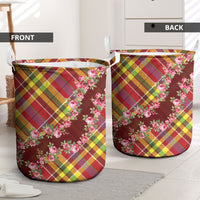 Happy Jounen Kweyol Laundry Basket Madras Pattern Roses Stylized