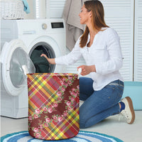 Happy Jounen Kweyol Laundry Basket Madras Pattern Roses Stylized