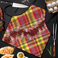 Happy Jounen Kweyol Apron Madras Pattern Roses Stylized
