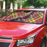 Happy Jounen Kweyol Auto Sun Shade Madras Pattern Roses Stylized