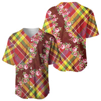 Happy Jounen Kweyol Baseball Jersey Madras Pattern Roses Stylized