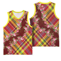 Happy Jounen Kweyol Basketball Jersey Madras Pattern Roses Stylized
