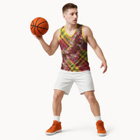 Happy Jounen Kweyol Basketball Jersey Madras Pattern Roses Stylized