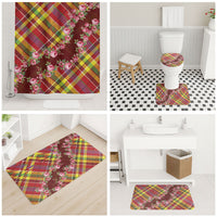 Happy Jounen Kweyol Bathroom Set Madras Pattern Roses Stylized