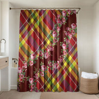 Happy Jounen Kweyol Bathroom Set Madras Pattern Roses Stylized
