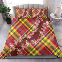 Happy Jounen Kweyol Bedding Set Madras Pattern Roses Stylized