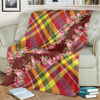 Happy Jounen Kweyol Blanket Madras Pattern Roses Stylized
