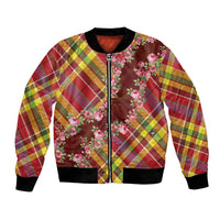 Happy Jounen Kweyol Bomber Jacket Madras Pattern Roses Stylized
