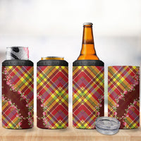 Happy Jounen Kweyol 4 in 1 Can Cooler Tumbler Madras Pattern Roses Stylized
