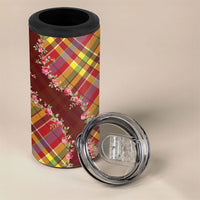 Happy Jounen Kweyol 4 in 1 Can Cooler Tumbler Madras Pattern Roses Stylized