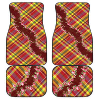 Happy Jounen Kweyol Car Mats Madras Pattern Roses Stylized
