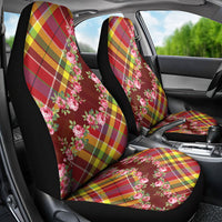 Happy Jounen Kweyol Car Seat Cover Madras Pattern Roses Stylized