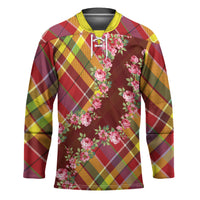Happy Jounen Kweyol Hockey Jersey Madras Pattern Roses Stylized