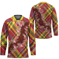 Happy Jounen Kweyol Hockey Jersey Madras Pattern Roses Stylized