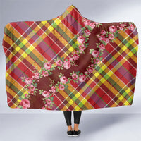 Happy Jounen Kweyol Hooded Blanket Madras Pattern Roses Stylized
