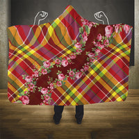 Happy Jounen Kweyol Hooded Blanket Madras Pattern Roses Stylized
