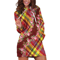 Happy Jounen Kweyol Hoodie Dress Madras Pattern Roses Stylized