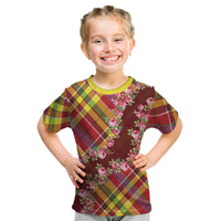 Happy Jounen Kweyol Kid T Shirt Madras Pattern Roses Stylized