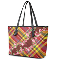 Happy Jounen Kweyol Leather Tote Bag Madras Pattern Roses Stylized
