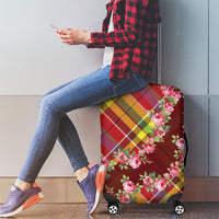 Happy Jounen Kweyol Luggage Cover Madras Pattern Roses Stylized