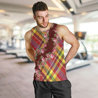 Happy Jounen Kweyol Men Tank Top Madras Pattern Roses Stylized