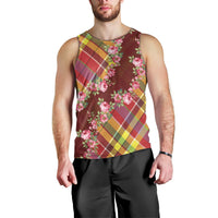 Happy Jounen Kweyol Men Tank Top Madras Pattern Roses Stylized