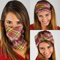 Happy Jounen Kweyol Neck Gaiter Madras Pattern Roses Stylized