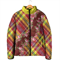 Happy Jounen Kweyol Padded Jacket Madras Pattern Roses Stylized