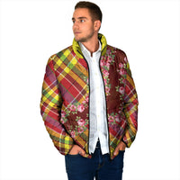 Happy Jounen Kweyol Padded Jacket Madras Pattern Roses Stylized