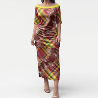 Happy Jounen Kweyol Puletasi Madras Pattern Roses Stylized
