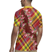 Happy Jounen Kweyol Rugby Jersey Madras Pattern Roses Stylized
