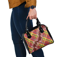 Happy Jounen Kweyol Shoulder Handbag Madras Pattern Roses Stylized